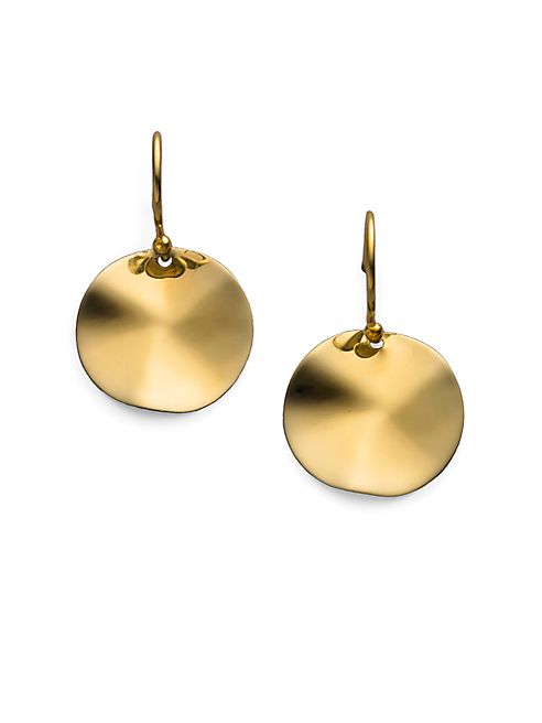 IPPOLITA - Glamazon Sculptural Metal 18K Yellow Gold Mini Wavy Disc Drop Earrings