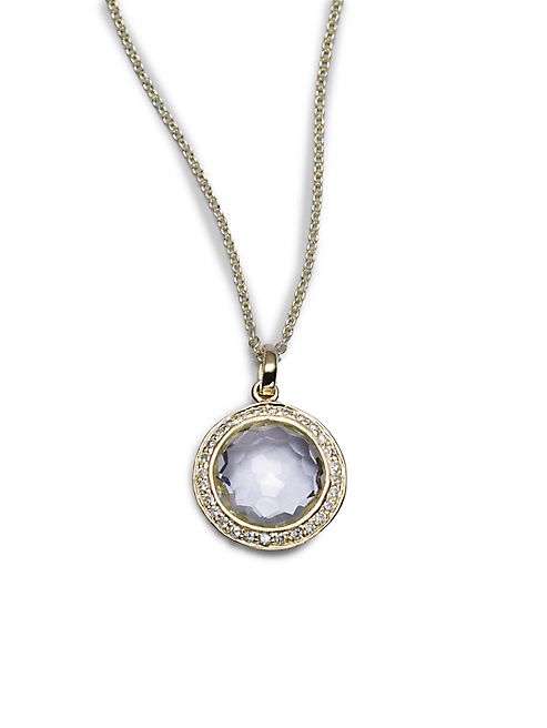 IPPOLITA - Lollipop Clear Quartz, Diamond & 18K Yellow Gold Mini Pendant Necklace