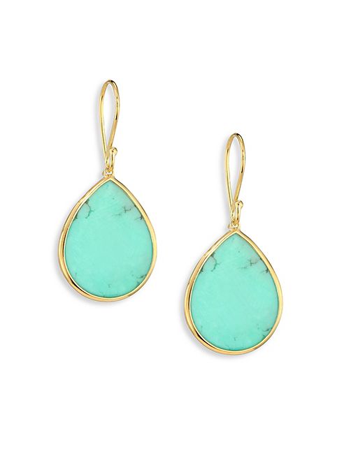 IPPOLITA - Polished Rock Candy Turquoise & 18K Yellow Gold Mini Teardrop Earrings