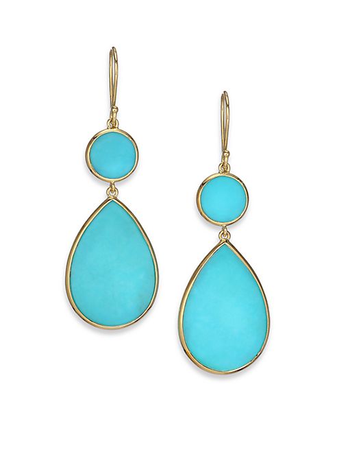 IPPOLITA - Polished Rock Candy Turquoise & 18K Yellow Gold Snowman Drop Earrings