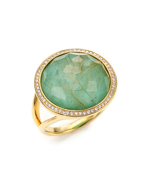 IPPOLITA - Rock Candy Turquoise, Rutilated Quartz, Diamond & 18K Yellow Gold Doublet Cocktail Ring