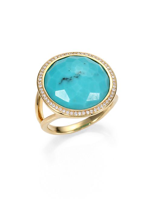 IPPOLITA - Lollipop Turquoise, Diamond & 18K Yellow Gold Ring