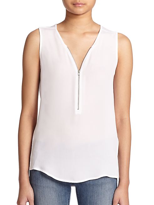 The Kooples - The Mix Silk Zip-Front Top