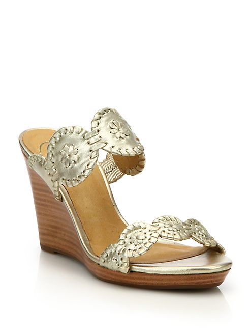 Jack Rogers - Luccia Leather & Patent Leather Wedge Sandals