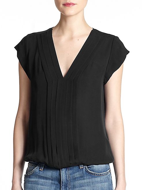 Joie - Marcher Silk Pintuck-Pleated Blouse