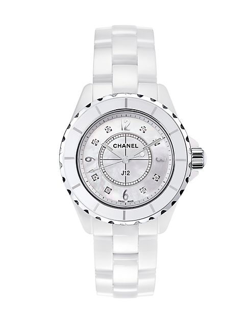 CHANEL - J12 Diamond, Mother-Of-Pearl, Ceramic & Stainless Steel Bracelet Watch