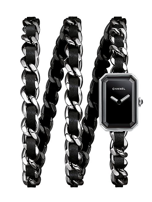 CHANEL - Première Rock Stainless Steel & Leather Triple-Wrap Bracelet Watch