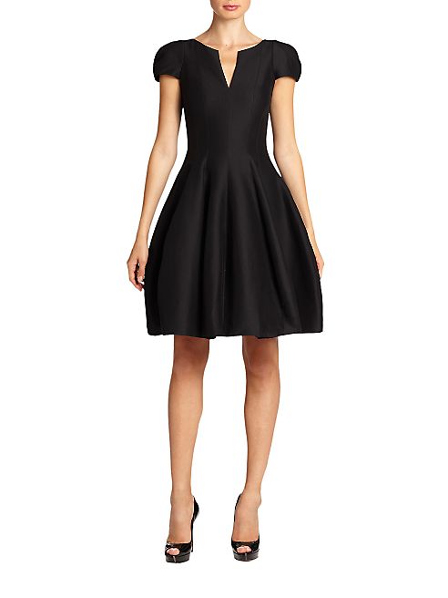 Halston Heritage - Cap-Sleeve Sateen Dress