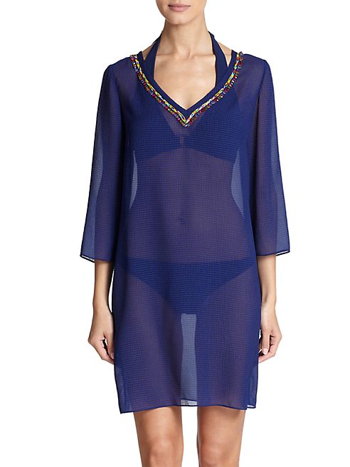 Shoshanna - Bead-Accented Sheer Tunic