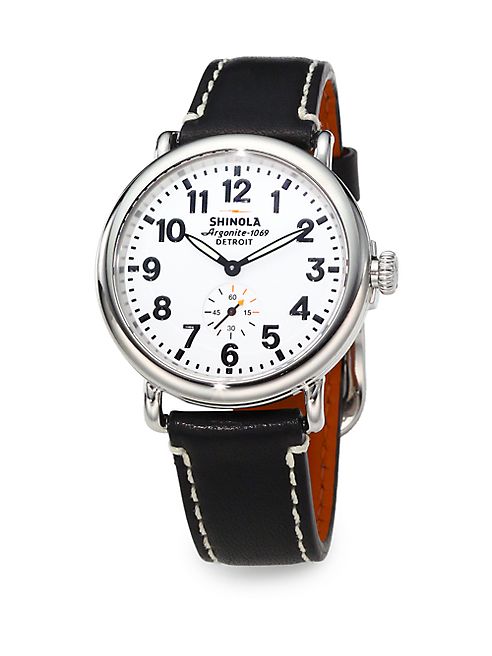 Shinola - Runwell Stainless Steel & Leather Strap Watch/Black