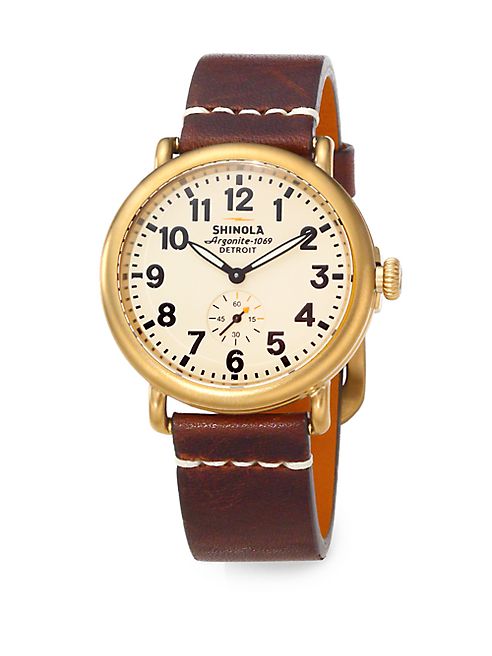 Shinola - Runwell Goldtone PVD Stainless Steel & Leather Strap Watch