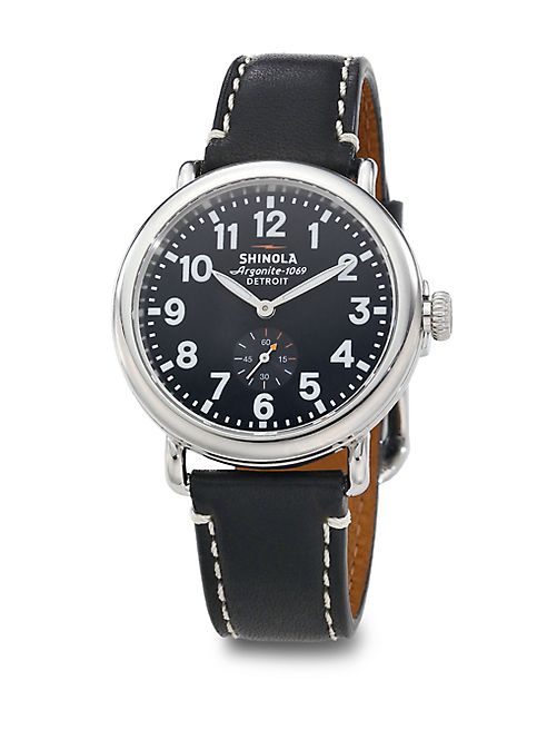 Shinola - Runwell Stainless Steel & Leather Strap Watch/Black