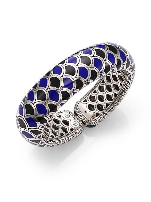 John Hardy - Naga Black Sapphire, Enamel & Sterling Silver Slim Flex Cuff Bracelet