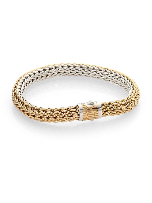 John Hardy - 18K Yellow Gold & Sterling Silver Reversible Woven Chain Bracelet