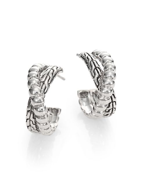 John Hardy - Bedeg Sterling Silver Small Twist Hoop Earrings/1