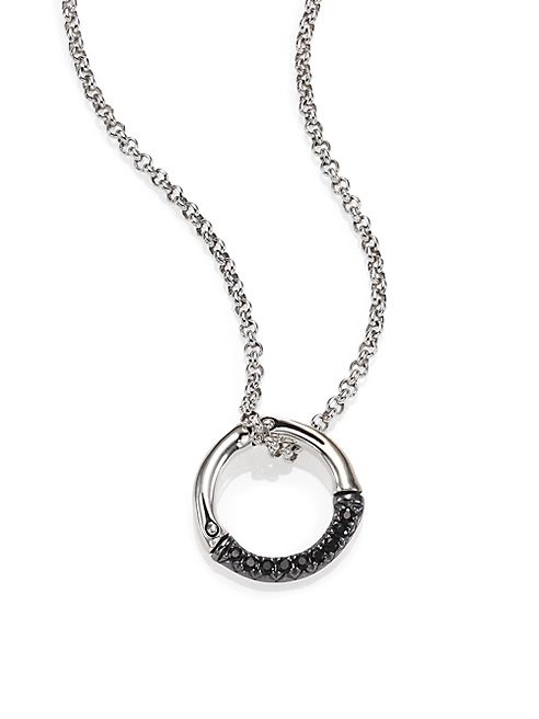 John Hardy - Bamboo Black Sapphire & Sterling Silver Round Small Pendant Necklace