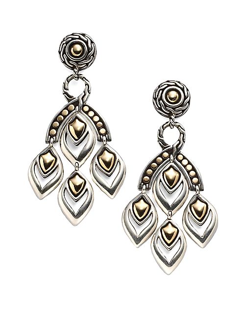 John Hardy - Naga 18K Yellow Gold & Sterling Silver Chandelier Earrings