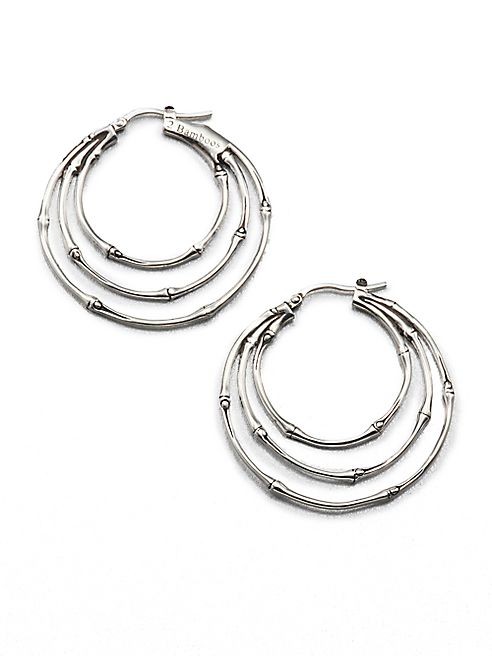 John Hardy - Bamboo Sterling Silver Small Orbital Hoop Earrings/1.5