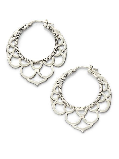 John Hardy - Naga Sterling Silver Medium Lace Hoop Earrings/1.6