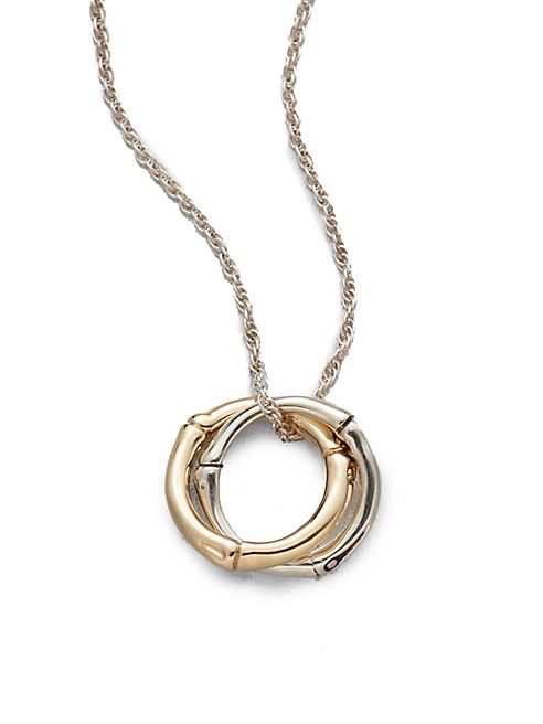 John Hardy - Bamboo 18K Yellow Gold & Sterling Silver Small Interlinking Pendant Necklace