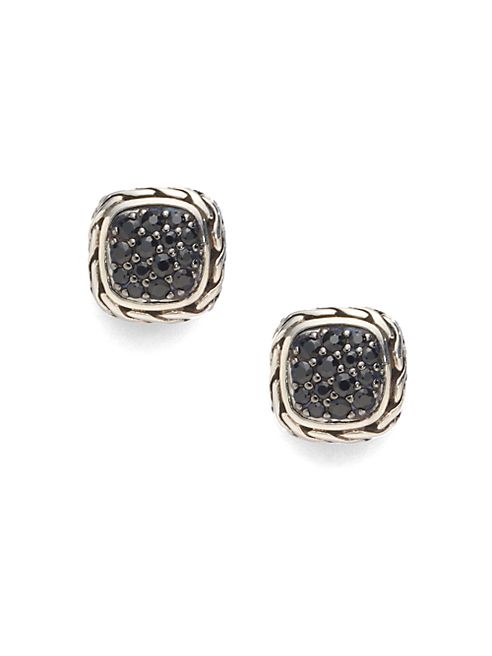 John Hardy - Classic Chain Black Sapphire & Sterling Silver Small Square Earrings