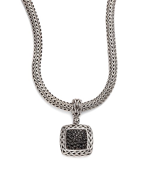 John Hardy - Classic Chain Black Sapphire & Sterling Silver Medium Square Pendant