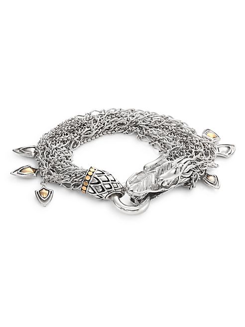 John Hardy - Naga 18K Yellow Gold & Sterling Silver Dragon Charm Multi-Strand Bracelet