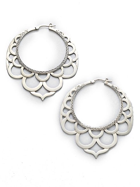 John Hardy - Naga Sterling Silver Large Lace Hoop Earrings/2.2