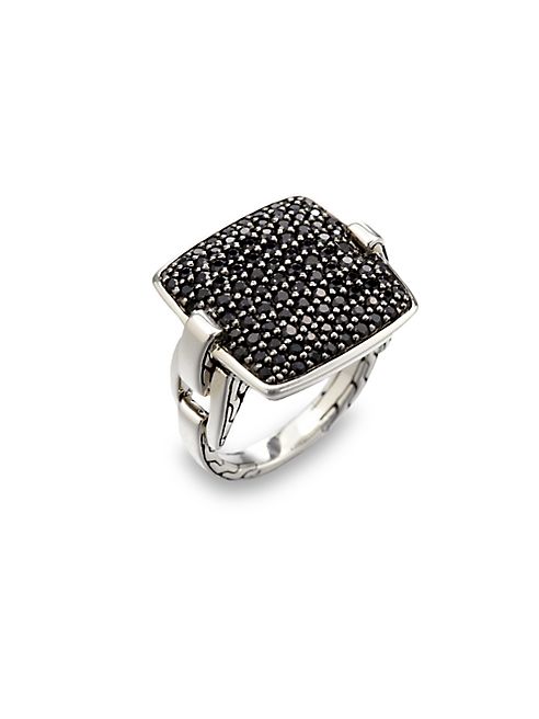 John Hardy - Classic Chain Black Sapphire & Sterling Silver Cushion Ring