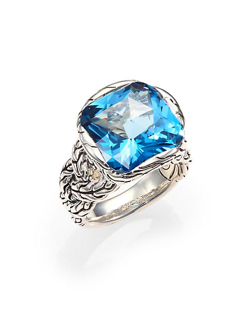 John Hardy - Classic Chain London Blue Topaz & Sterling Silver Braided Ring