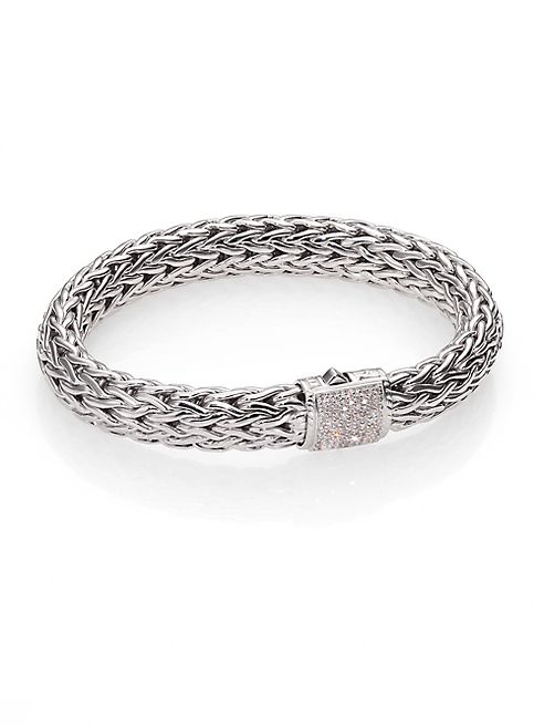 John Hardy - Classic Chain Diamond & Sterling Silver Large Bracelet