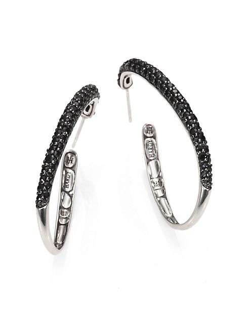 John Hardy - Kali Black Sapphire & Sterling Silver Hoop Earrings/2