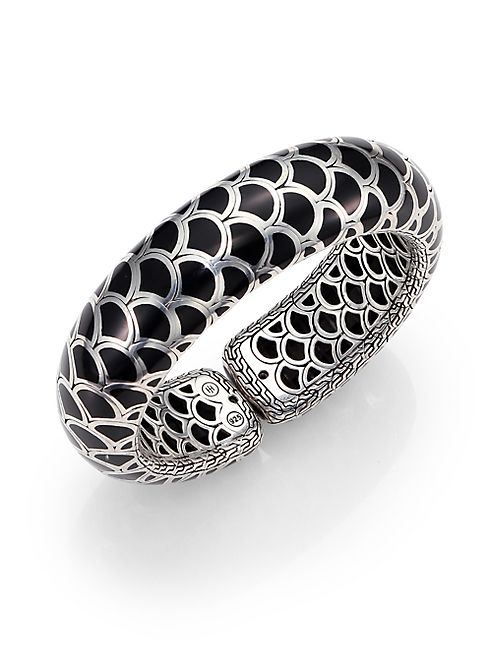 John Hardy - Naga Enamel & Sterling Silver Wide Flex Cuff Bracelet/Black