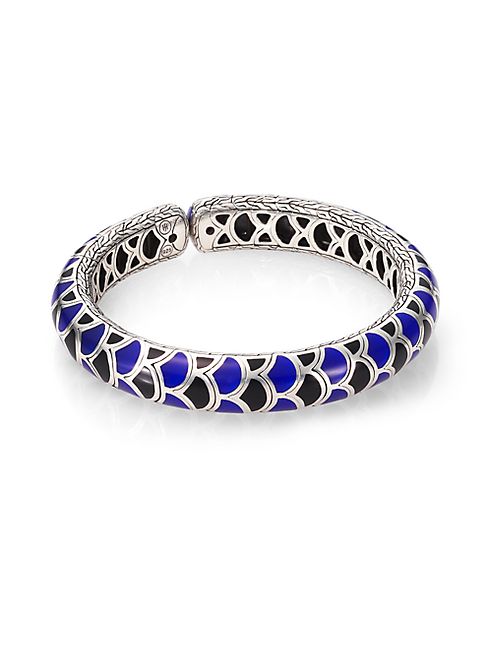 John Hardy - Naga Enamel & Sterling Silver Slim Flex Cuff Bracelet