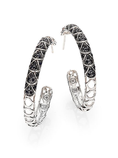 John Hardy - Naga Black Sapphire & Sterling Silver Cutout Lava Hoop Earrings/1.3