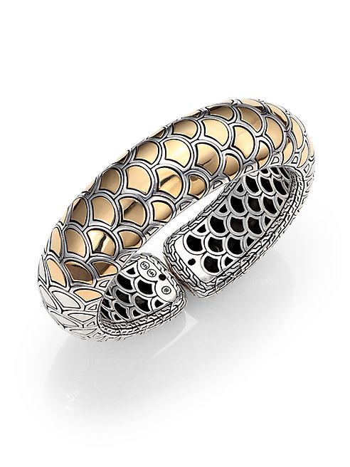 John Hardy - Naga 18K Yellow Gold & Sterling Silver Bold Flex Cuff Bracelet