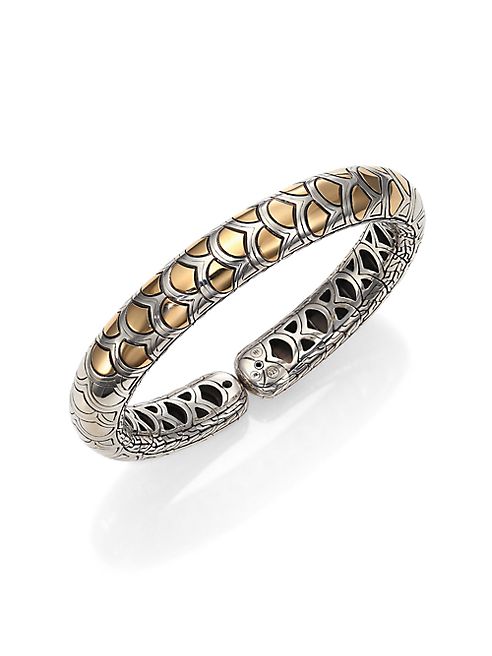 John Hardy - Naga 18K Yellow Gold & Sterling Silver Slim Flex Cuff Bracelet