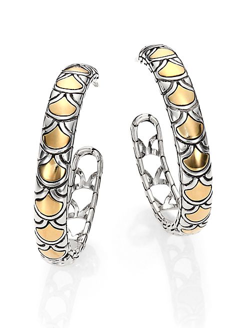 John Hardy - Naga 18K Yellow Gold & Sterling Silver Hoop Earrings/1.15