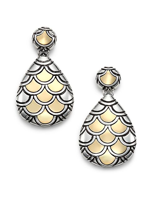 John Hardy - Naga 18K Yellow Gold & Sterling Silver Teardrop Earrings