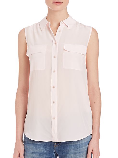 Equipment - Slim Signature Silk Sleeveless Shirt