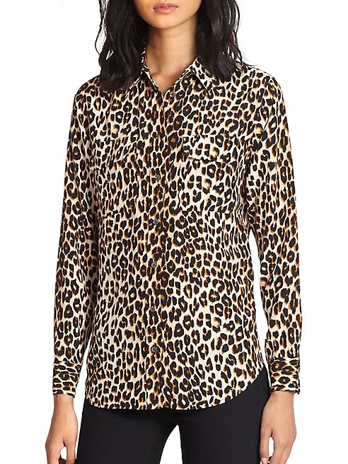 Equipment - Slim Signature Silk Leopard-Print Shirt