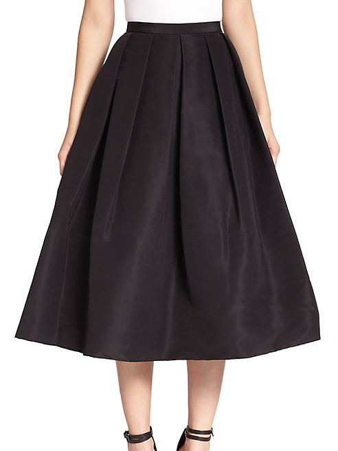 Tibi - Silk Faille Pleated A-Line Skirt