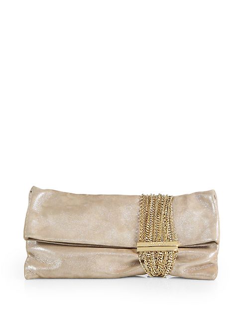 Jimmy Choo - Chandra Shimmer Suede Chain Clutch