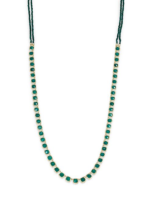 ILA - Marley Green Onyx, Emerald, Diamond, Sterling Silver & 14K Yellow Gold Long Necklace