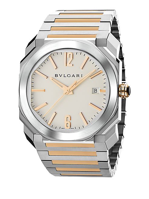 BVLGARI - Octo 18K Pink Gold & Stainless Steel Bracelet Watch