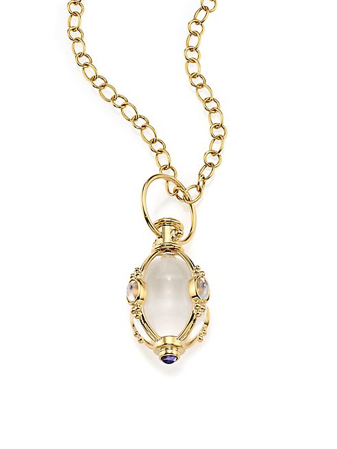 Temple St. Clair - Classic Rock Crystal, Royal Blue Moonstone & 18K Yellow Gold Charm