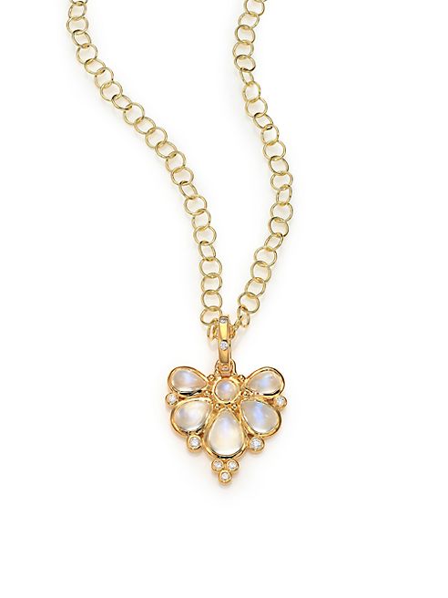 Temple St. Clair - Royal Blue Moonstone, Diamond & 18K Yellow Gold Wing Pendant