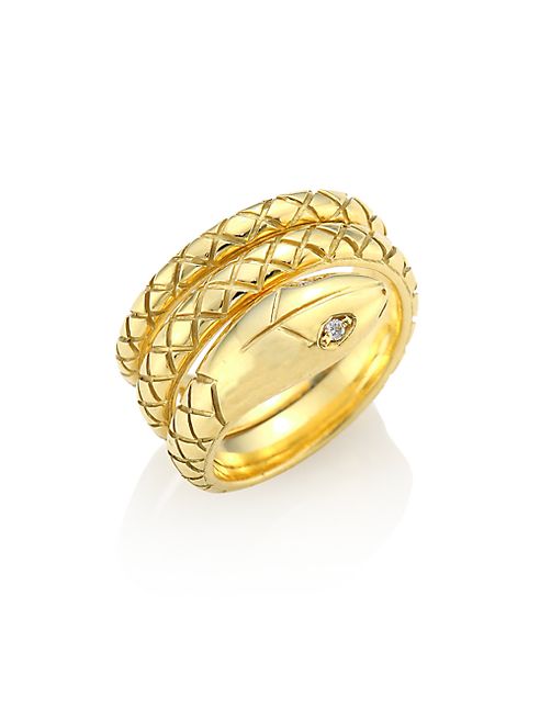 Temple St. Clair - Double Serpant Diamond & 18K Yellow Gold Ring