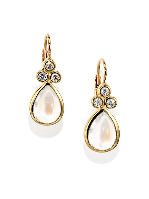 Temple St. Clair - Royal Blue Moonstone, Diamond & 18K Yellow Gold Teardrop Earrings