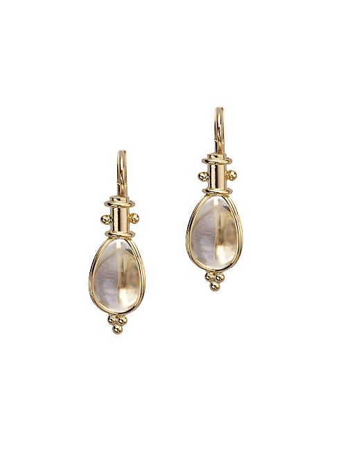 Temple St. Clair - Classic Rock Crystal & 18K Yellow Gold Amulet Drop Earrings